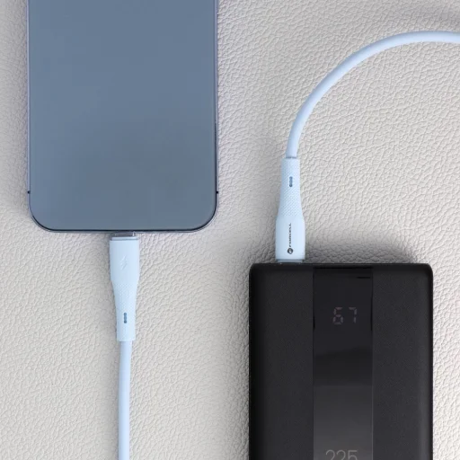 Lightning FORCELL F-ENERGY C346 kábel Type C to Lightning PD 3A 27W Szilikon 1 m kék - 1