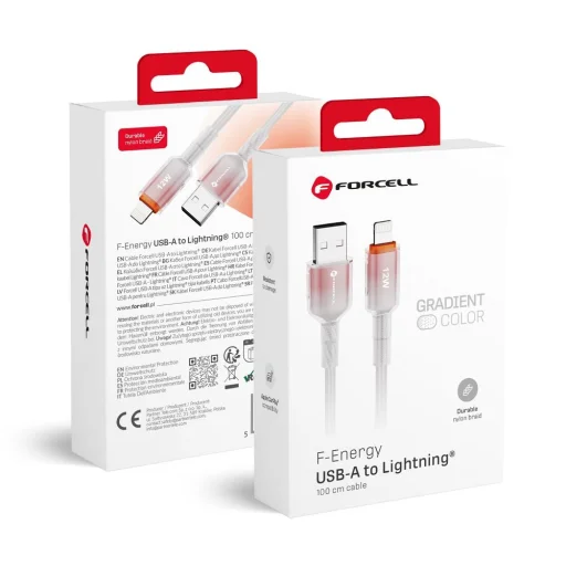 Apple Forcell F-ENERGY C353 kábel USB A-ról Lightning-re 2,4A 12W Színátmenetes 1 m fehér - 1