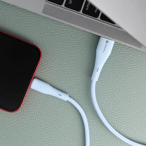 Apple FORCELL F-ENERGY C343 kábel USB A-ról Lightning-re 2,4A 12W Szilikon 1 m kék - 2