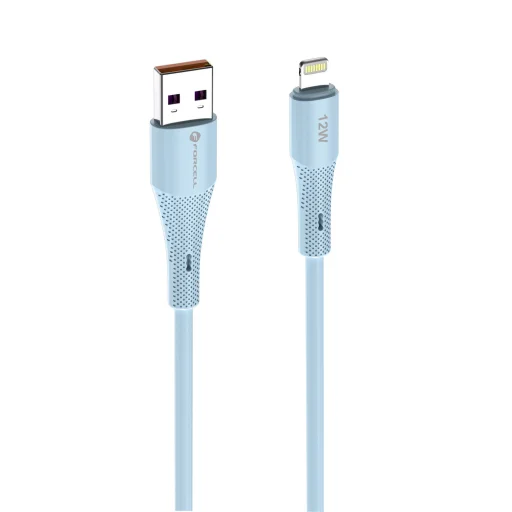 Apple FORCELL F-ENERGY C343 kábel USB A-ról Lightning-re 2,4A 12W Szilikon 1 m kék - 4