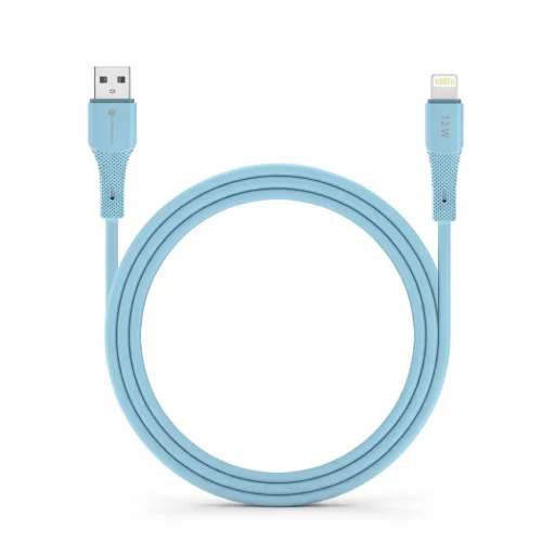 Apple FORCELL F-ENERGY C343 kábel USB A-ról Lightning-re 2,4A 12W Szilikon 1 m kék - 11