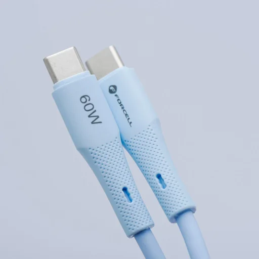 Type-C FORCELL F-ENERGY C347 kábel Type C - Type C QC4.0 PD 5A 100W Szilikon 1 m kék - 3