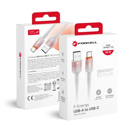 Type-C FORCELL F-ENERGY C352 USB A - Type C kábel QC4.0 3A 66W Átmenetes 1 m fehér - 1