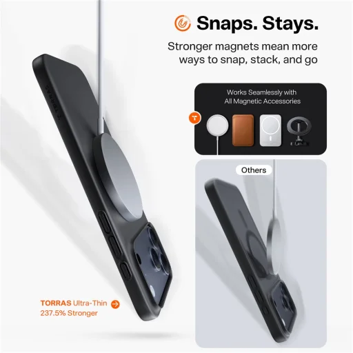 iPhone 17 Pro Torras SlimFit MagSafe Series - Fekete tok - 5