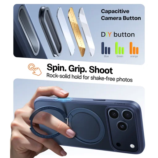 iPhone 17 Pro Torras Ostand Pro MagSafe Series - Sötétkék tok - 4