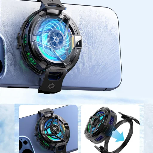 Phone Cooler Techsuit (SL17) - Mágneses, Hőmérséklet Kijelző, Fények, Gyors Hűtés, Hidraulikus Zajcsökkentés - Fekete - 4