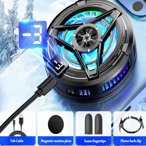 Phone Cooler Techsuit (SL17) - Mágneses, Hőmérséklet Kijelző, Fények, Gyors Hűtés, Hidraulikus Zajcsökkentés - Fekete - 5