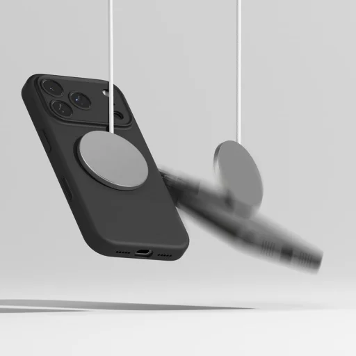 iPhone 17 Pro Max Ringke Szilikon Mágneses Magsafe Fekete tok - 8