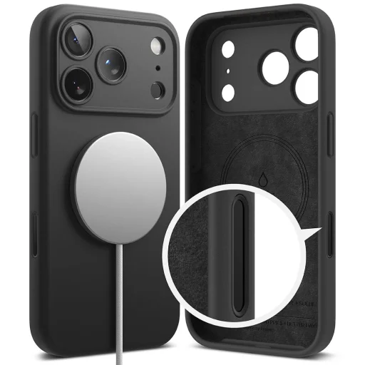 iPhone 17 Pro Max Ringke Szilikon Mágneses Magsafe Fekete tok - 3