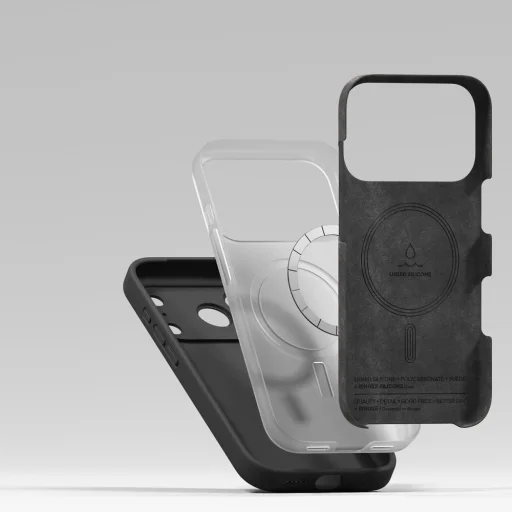 iPhone 17 Pro Max Ringke Szilikon Mágneses Magsafe Fekete tok - 6