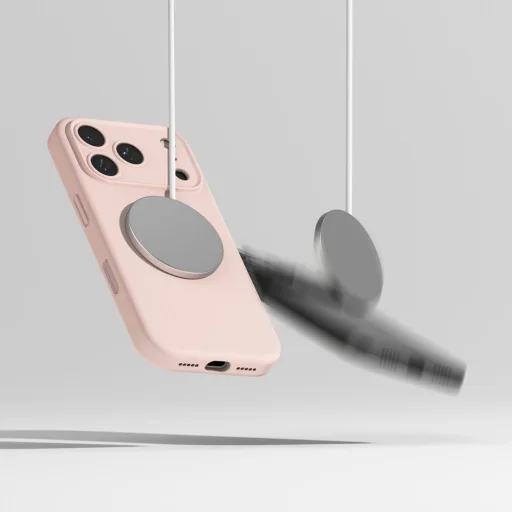 iPhone 17 Pro Ringke Szilikon Mágneses Magsafe tok Rózsaszín Homok - 8