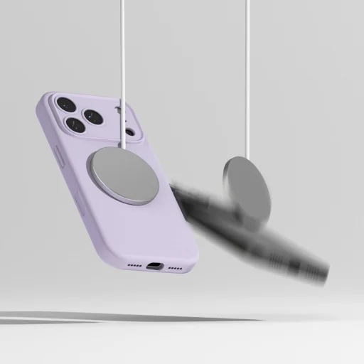 iPhone 17 Pro Max Ringke Szilikon Mágneses MagSafe Világoslila tok - 8