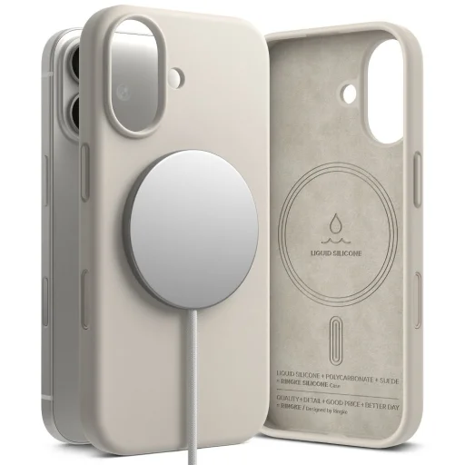 iPhone 17 Ringke Szilikon Mágneses Magsafe Szürke tok - 1
