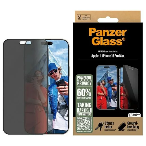 iPhone 16 Pro Max PanzerGlass Privát Üvegfólia 6.9" Ultra-Széles Illeszkedés P2864 - 1