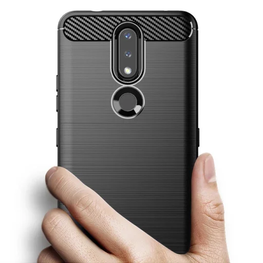 Carbon tok rugalmas TPU tok Nokia 2.4 fekete - 2