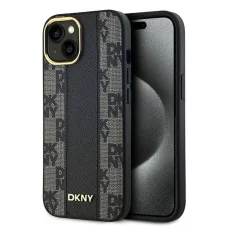 iPhone 15 Plus DKNY fekete bőrmintás kemény tok
