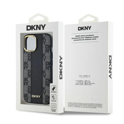 iPhone 15 Plus DKNY fekete bőrmintás kemény tok - 8