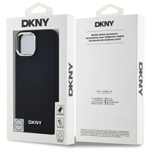 iPhone 15 Plus fekete kemény tok DKNY Plain Logo MagSafe - 8