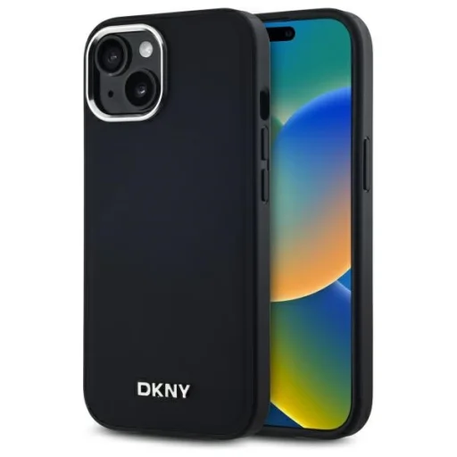 iPhone 15 Plus fekete kemény tok DKNY Plain Logo MagSafe - 1