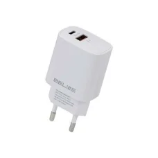Beline töltő 1x USB-C + 1x USB 20W fehér (csak fej) PD 3.0 + QC 3.0 BLN2CW20