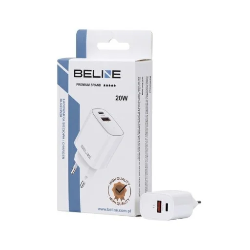 Beline töltő 1x USB-C + 1x USB 20W fehér (csak fej) PD 3.0 + QC 3.0 BLN2CW20 - 3