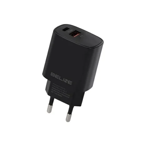 Beline Töltő 1x USB-C + 1x USB 20W fekete (csak fej) PD 3.0 + QC 3.0 BLN2CB20 - 1