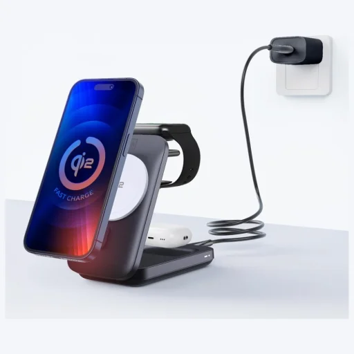 3MK MagRocket 3 az 1-ben Vezeték nélküli Töltő 15W Qi2 MPP fekete - 3