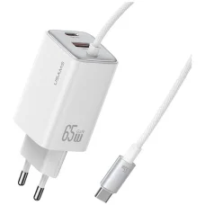 USAMS JC Series CC266 65W GaN Gyors Töltő 2xUSB-C 1xUSB-A Fehér