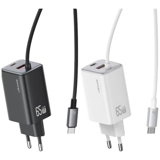 USAMS JC Series CC266 65W GaN Gyors Töltő 2xUSB-C 1xUSB-A Fehér - 2
