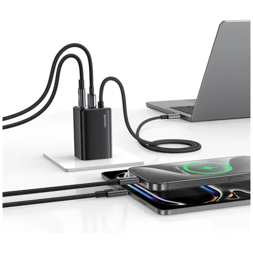 USAMS JC Series CC266 65W GaN Gyors Töltő 2xUSB-C 1xUSB-A Fehér - 7