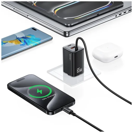 USAMS JC Series CC266 65W GaN Gyors Töltő 2xUSB-C 1xUSB-A Fehér - 8