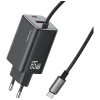 USAMS JC sorozat CC266 65W GaN gyorstöltő 2xUSB-C 1xUSB-A Fali töltő Fekete thumbnail