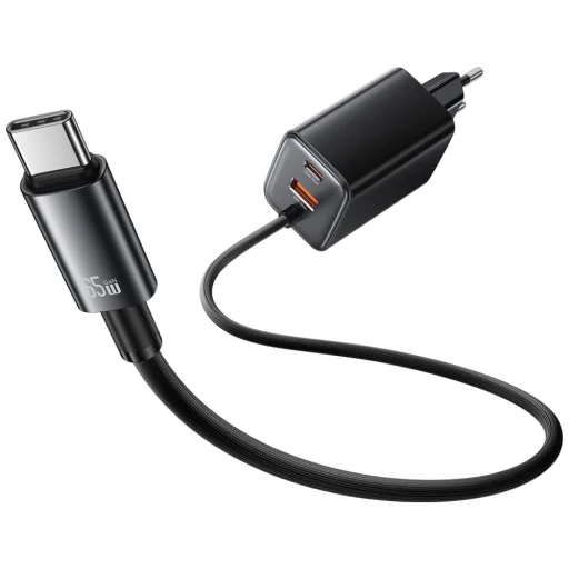 USAMS JC sorozat CC266 65W GaN gyorstöltő 2xUSB-C 1xUSB-A Fali töltő Fekete - 2