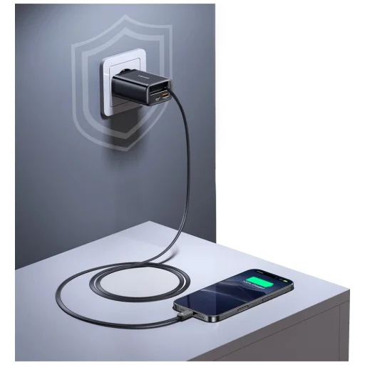 USAMS Xiang Series CC299 65W töltő 1xUSB-C 1xUSB-A + USB-C kábel fehér - 10