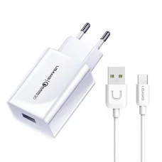 USAMS fali töltő 1xUSB T22 18W 3A QC3.0 + USB-C kábel 1m fehér (T48) T48OCLN01