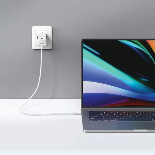 USAMS US-CC180 65W Sandru sorozatú fali töltő 2xUSB-C + 1xUSB (csak fej) GaN PD3.0 + QC3.0 Gyors töltés fekete - 6