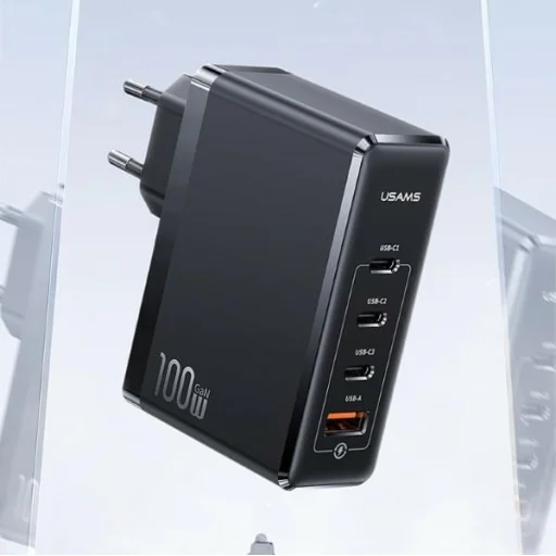 USAMS fali töltő 3xUSB-C+1xUSB GaN 100W T50 PD (csak fej) gyors töltés fekete CC163TC01 (US-CC163) - 2