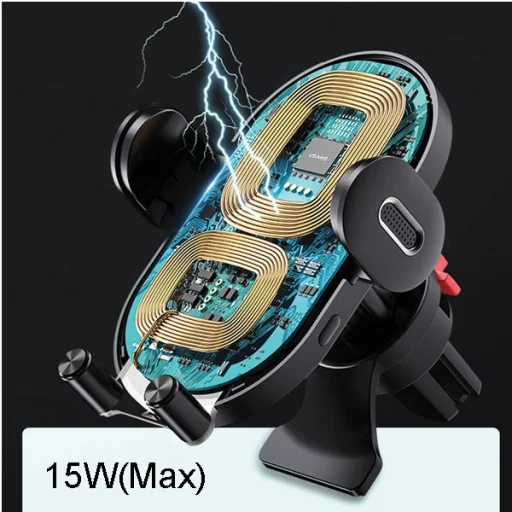 USAMS Induktív tartó US-CD132 15W Automatikus szellőzőrácsra fekete CD132ZJ01 - 3