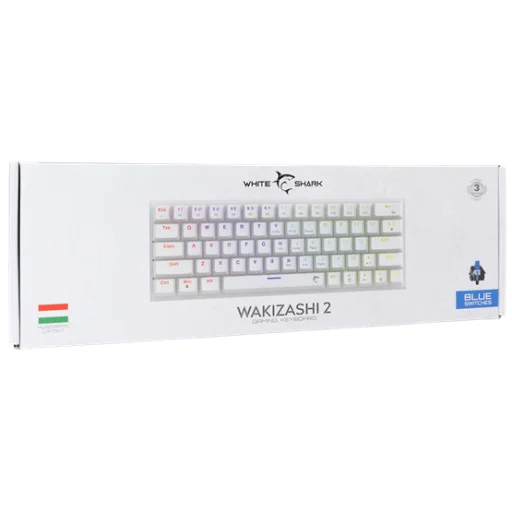 BILL White Shark GK-002223V2-W/BL-HU WAKIZASHI-2 vezetékes mechanikus gamer billentyűzet - fehér - HU - 5