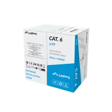 Lanberg Cat.6 U/UTP rézzel bevont (CCA)  fali kábel, 305m, AWG 23, 250Mhz, Fca, szürke