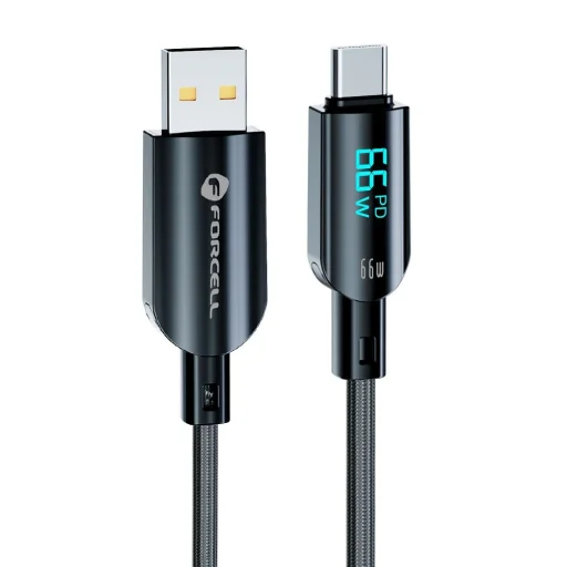FORCELL F-ENERGY C272 USB A - Type C kábel QC4.0 3A 66W Digitális 1,2 m fekete - 2