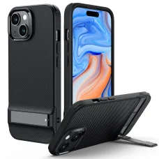 iPhone 15 Plus Translucent Black ESR Air Shield Boost Kickstand tok