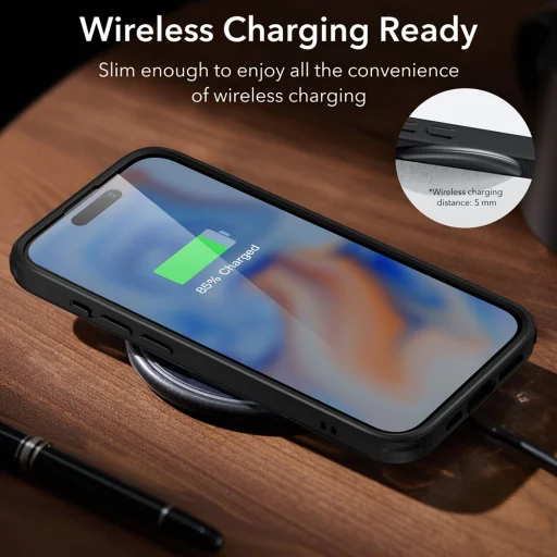 iPhone 15 Plus Translucent Black ESR Air Shield Boost Kickstand tok - 4