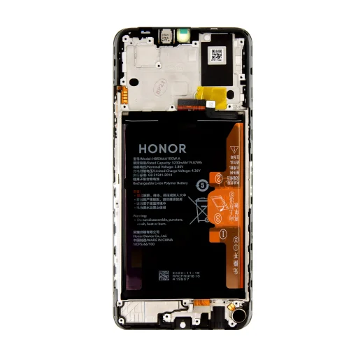 LCD Kijelző + Érintő Egység + Előlapi Borítás Honor X7a Fekete (Szervizcsomag) - 2