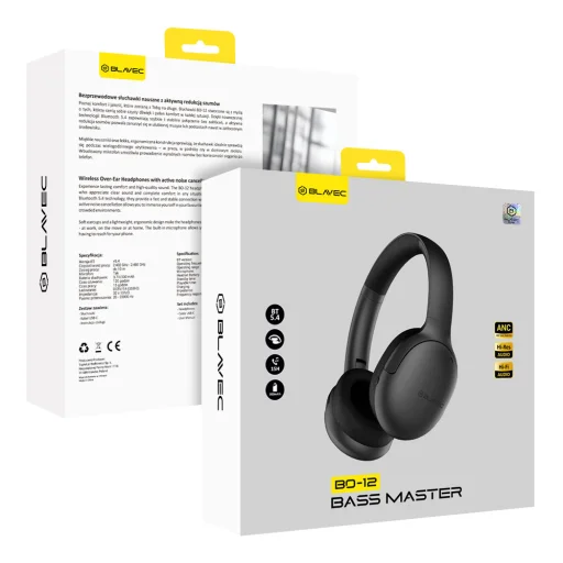 Blavec Over-ear Bluetooth fejhallgató BO-12 Bass Master ANC (BO12-B) fekete - 9