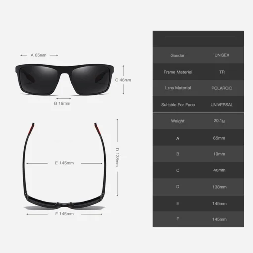 Napszemüveg Polarizált TR90 (MM101) UV Védelem – Matt kék / Piros Techsuit - 7