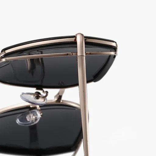 Napszemüveg Techsuit Polarized (9768) - Hatszögletű, UV védelemmel és fém kerettel - Barna / Arany / Rózsaszín. - 3