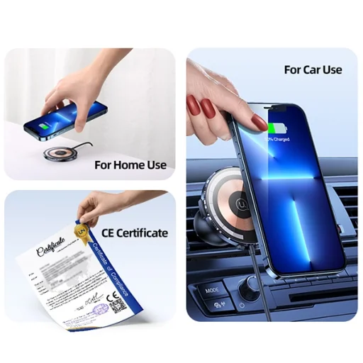 Szellőzőbe szerelhető átlátszó USAMS CD164DZ02 mágneses vezeték nélküli autós tartó 15W 2 az 1-ben - 4