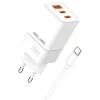 Beline 2x USB-C + 1x USB 65W + USB-C kábel fehér PD 3.0 + QC 3.0 BLN3CW65C GaN töltő thumbnail