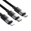 Data Cable Baseus USB to Type-C, Lightning, Micro-USB, 100W, 1.5m - Cluster Black thumbnail